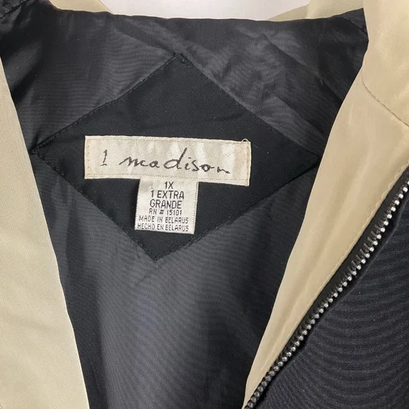 Black and Taupe 1 Madison Hooded Raincoat with Detachable Hood - Picture 6 of 6